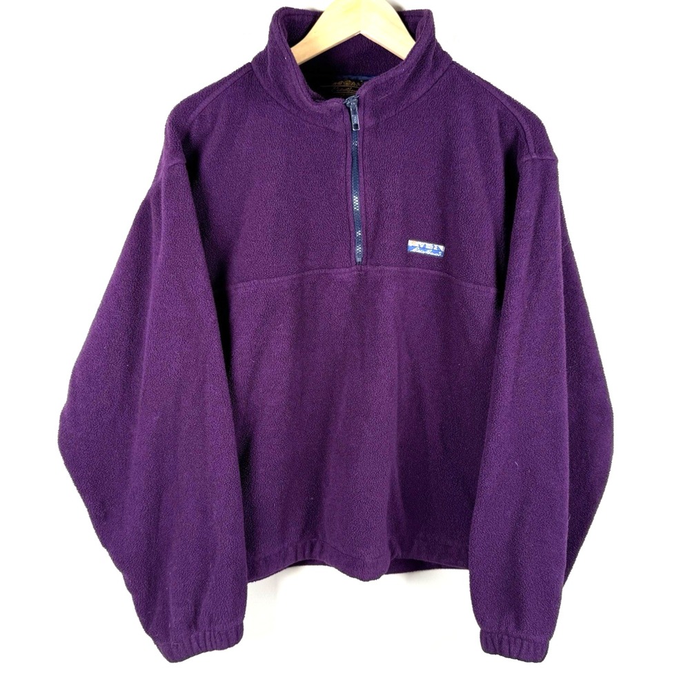 Vtg Eddie Bauer Mens 1/4 Zip Fleece‎ Sweatshirt Size Medium Purple Long Sleeve